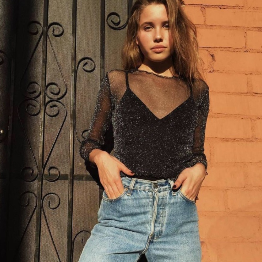 Urban Outfitters Glitter Mesh Top